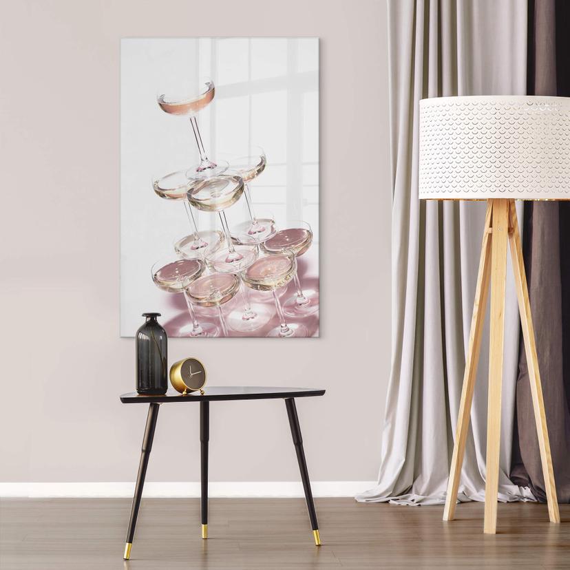 Tableau sur verre acrylique 1X Studio - Pyramide de verres de Champagne