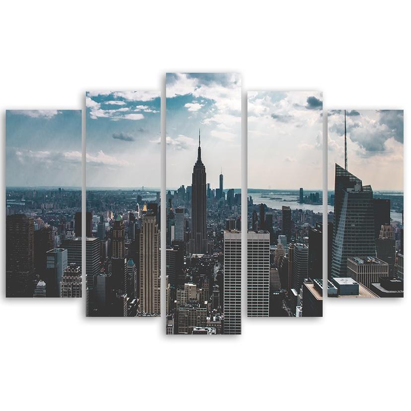 Stampa su tela 5 pezzi, panorama di New York City