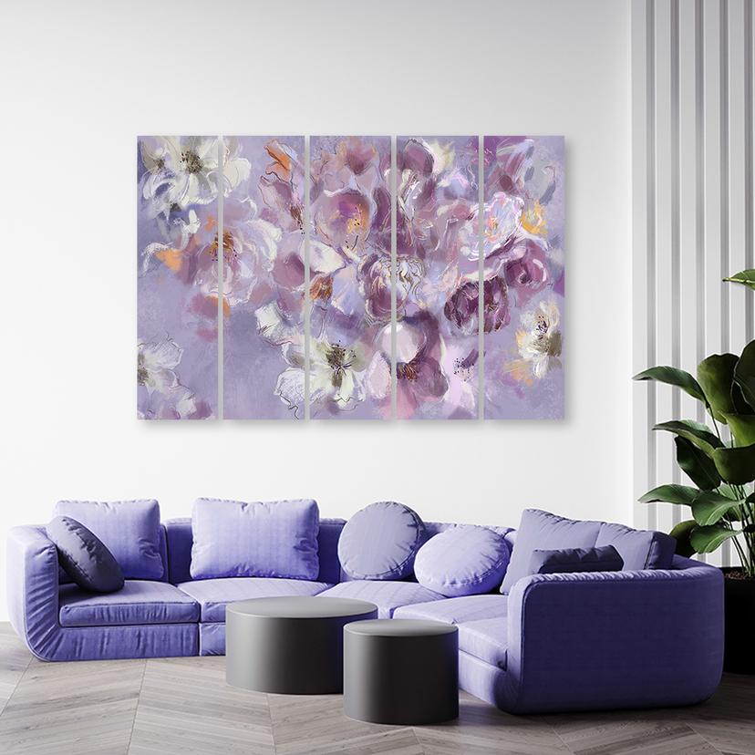 Stampa su tela 5 pezzi, fiore di iris