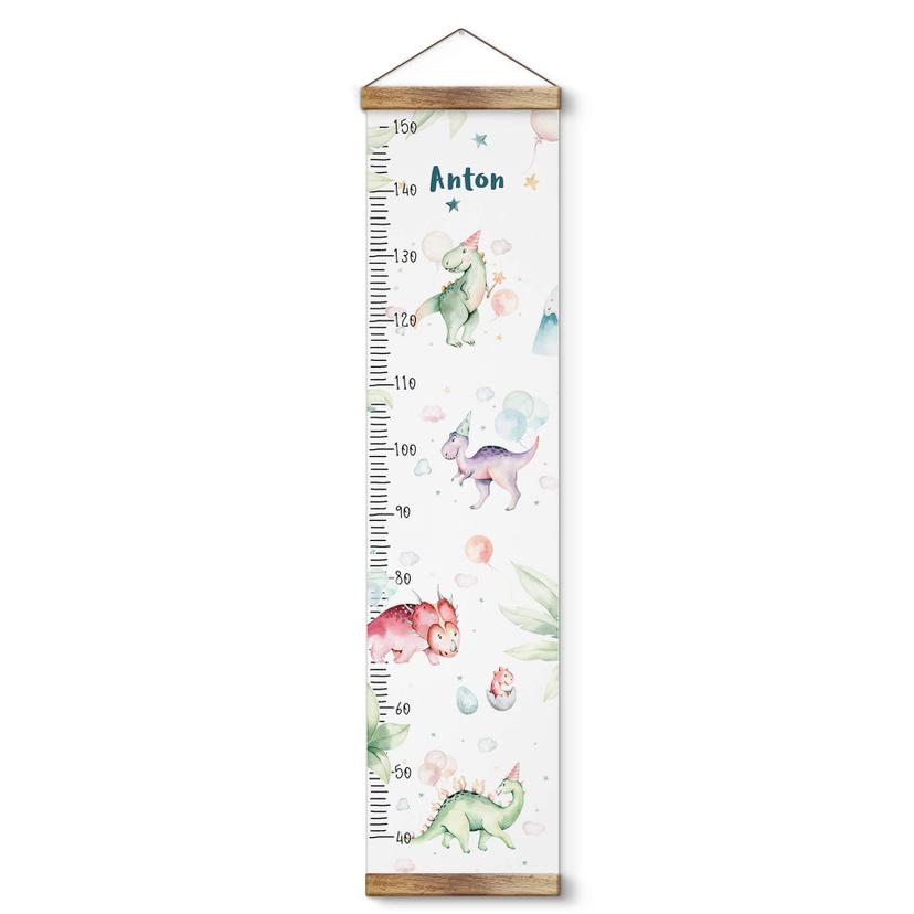 Personlig mätsticka för barn - Kvilis - Dinosaurie - 30x120 cm