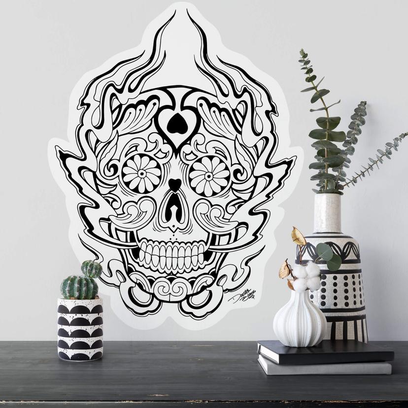Sticker mural - Miami Ink - Masque des morts mexicain 1