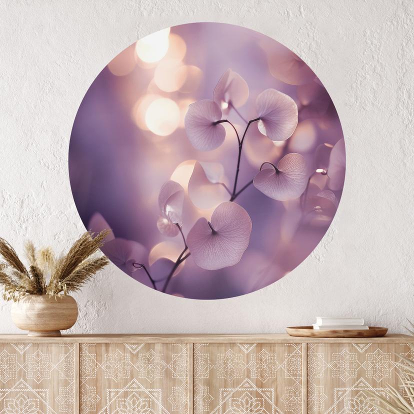 Delikat orkidé Wallsticker i lilla - Treechild - Rund
