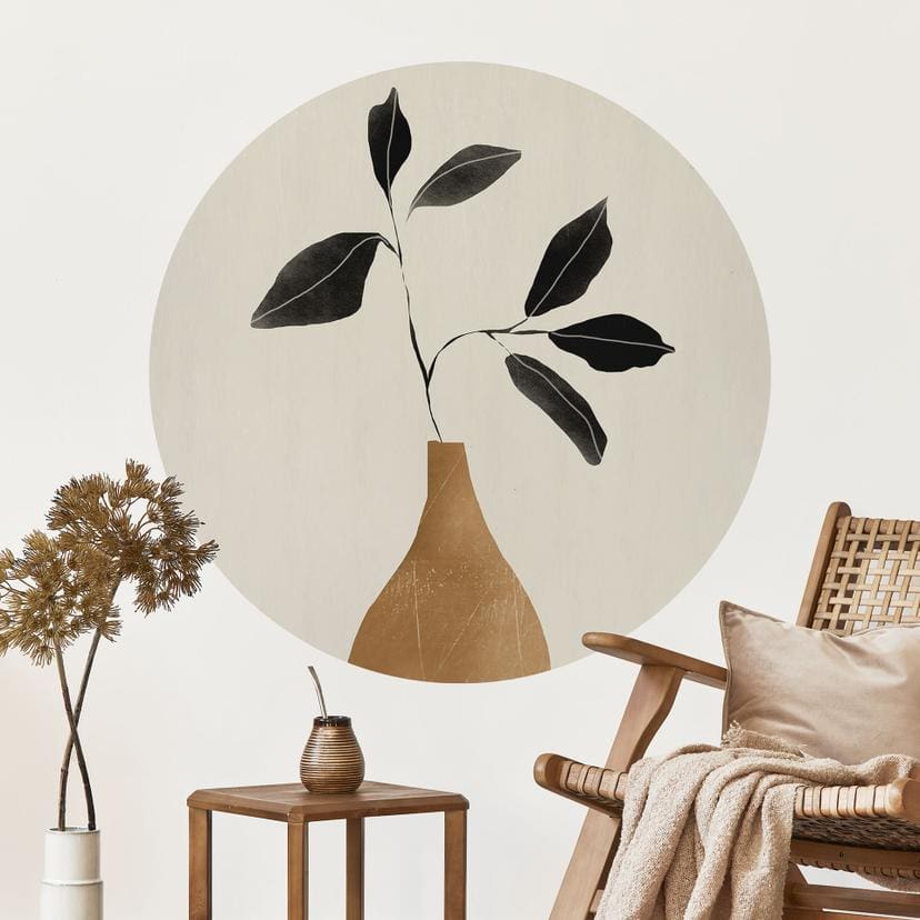 Wallsticker gren i gylden vase - ThingDesign - Round