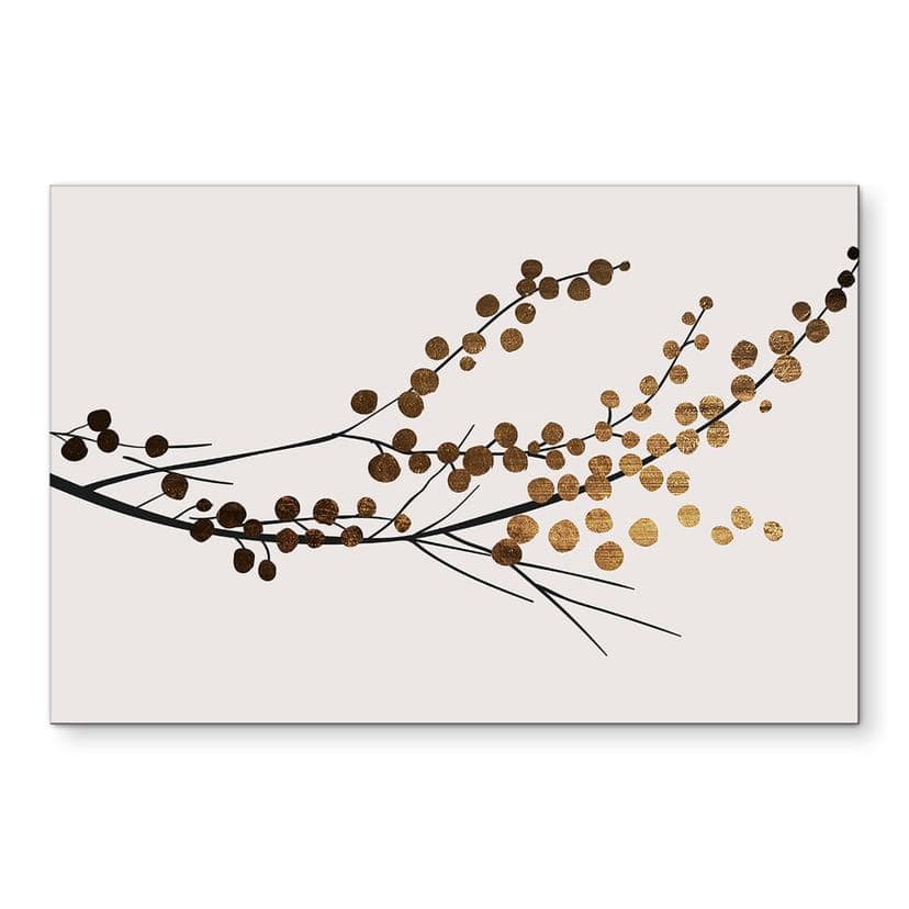 Wandbild Goldener Zweig - Kubistika - Alu-Dibond