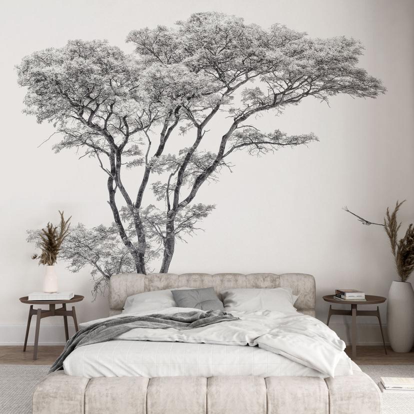 Fototapete Minimalistischer Baum in ruhiger Landschaft - Flour