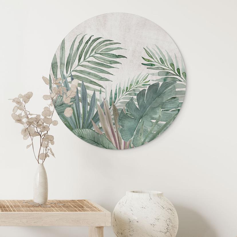 Stampe per pareti in verde acquerello - Decorazioni floreali - Alu-Dibond rotondo