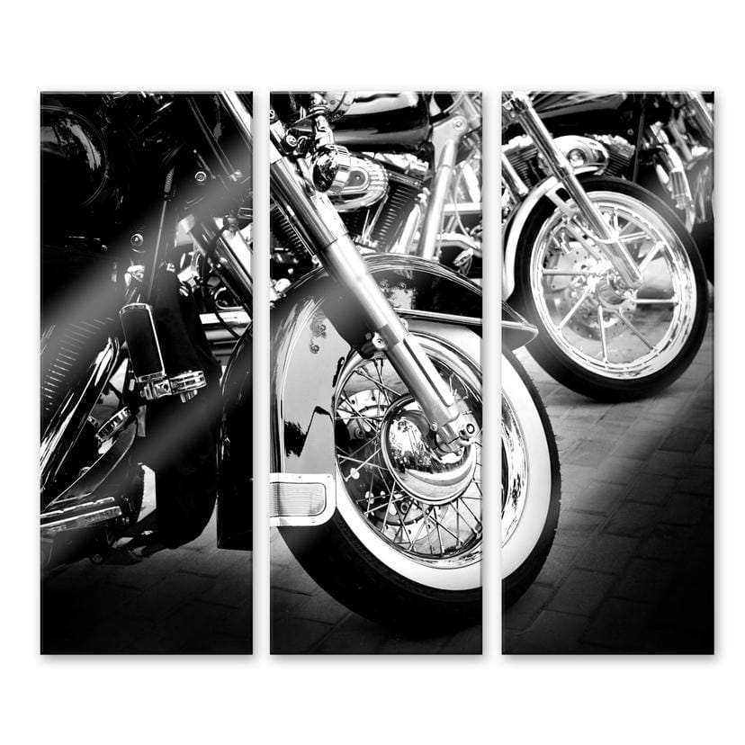 Tableau en verre acrylique - Motorcycle Wheels (3 parties)