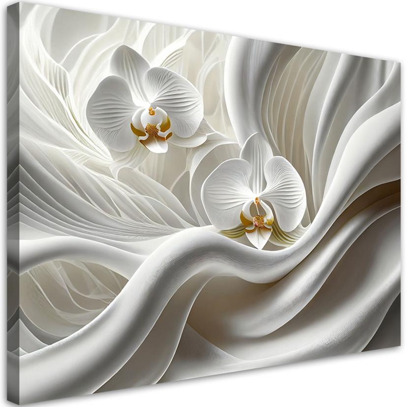 Leinwandbild Weiße Orchidee und Abstraktion 3D