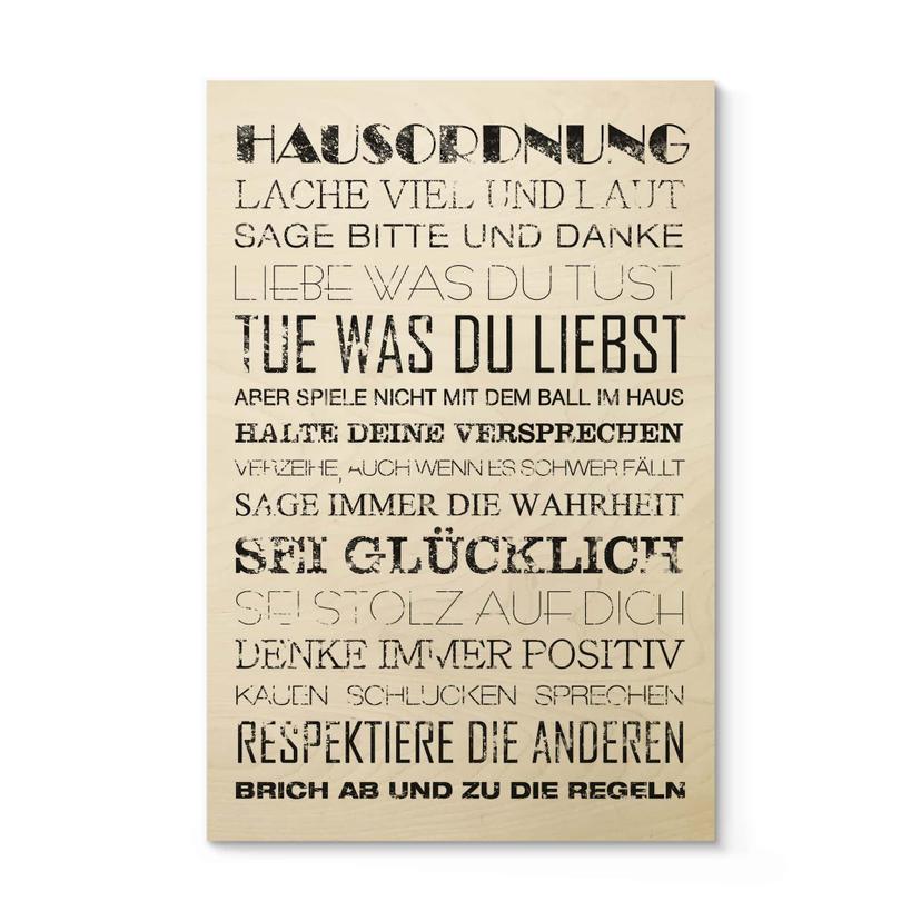 Billede af træ husregler