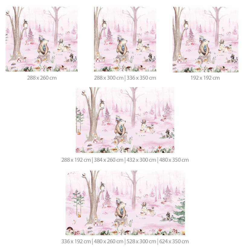 Fotomural Kvilis - Amigos animales en el bosque - Rosa