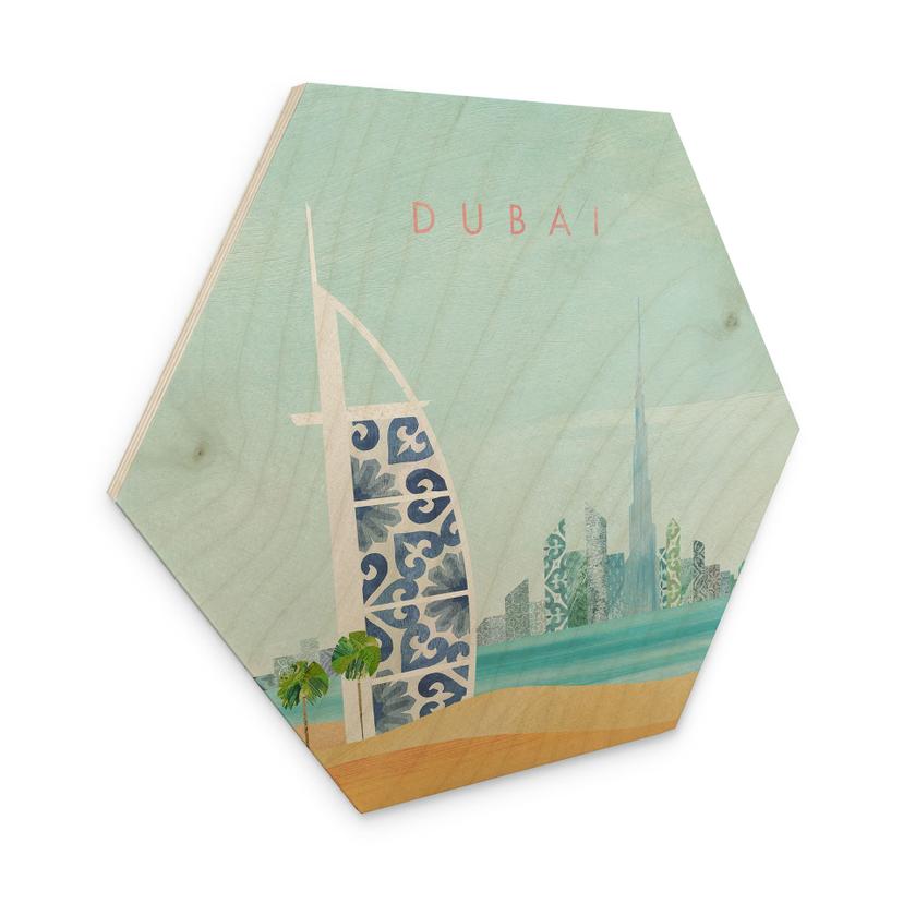 Sekskantet billede af træ Dubai strand - Burj Al Arab - Rivers