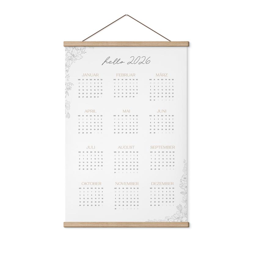 Stoffbild Jahreskalender Hello 2026
