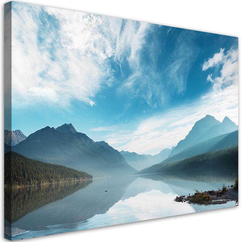 Canvasbillede, Sø bjerge landskab natur
