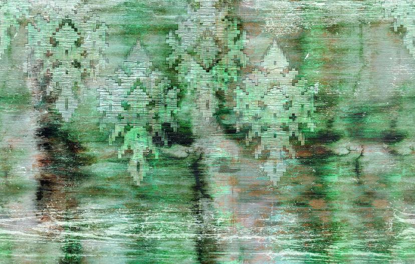 Fototapet Abstrakt pixelstruktur i petrol og grå 2,7 x 4,24 m