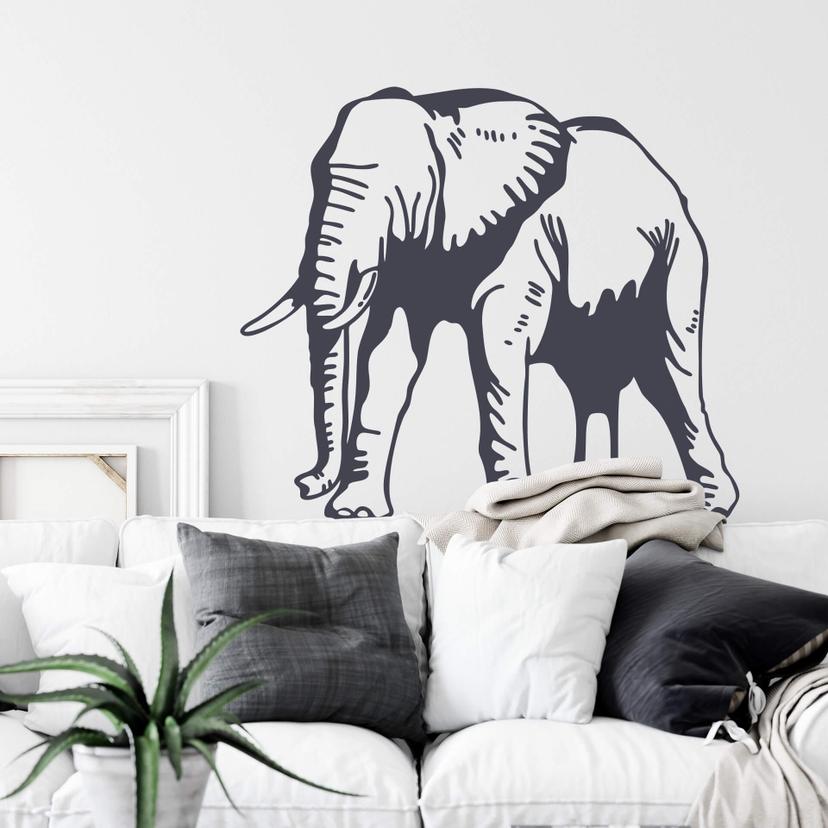 Muursticker Olifanten Silhouet