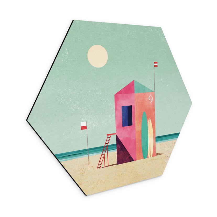 Hexagon Dibond Livets hus på stranden - Rivers