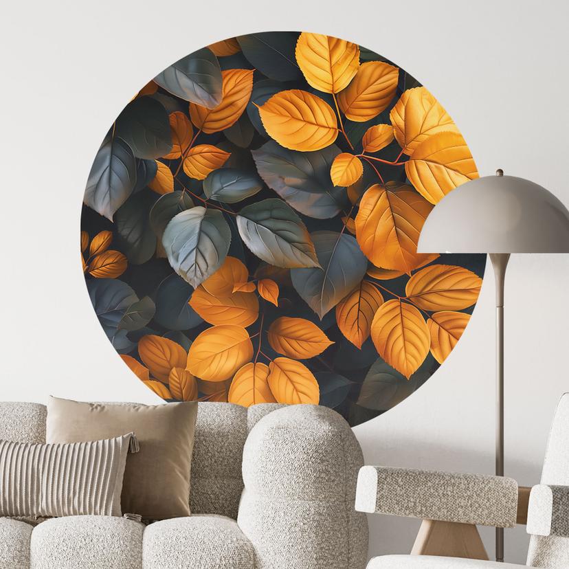 Wallsticker Skinnende blade i efteråret - Jaszke - Rund