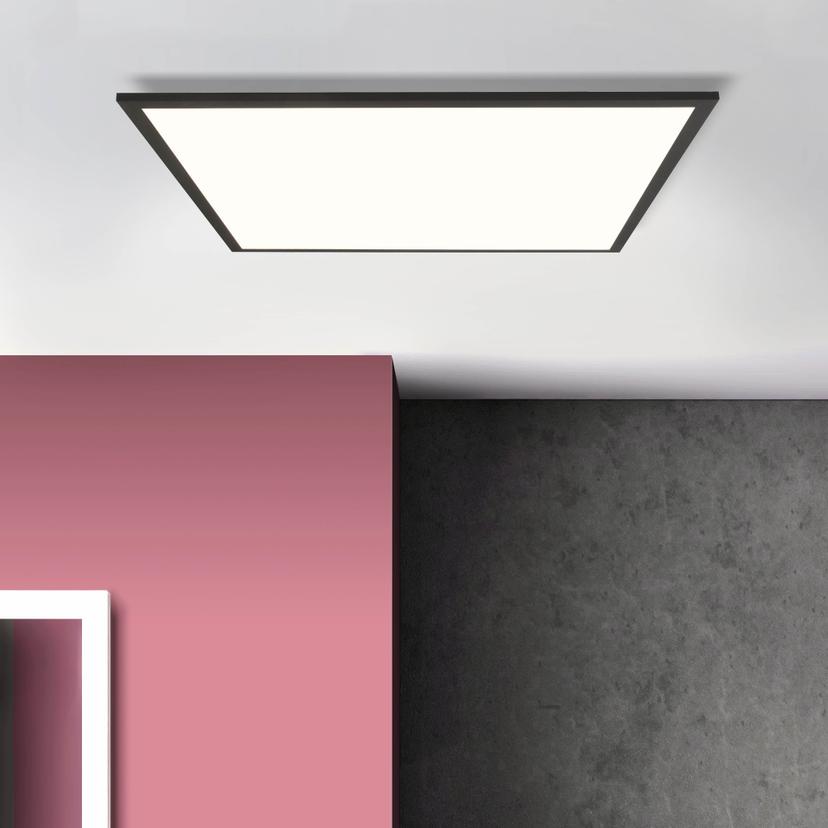 LED Deckenleuchte Constantin, schwarz, 59,5 x 59,5 cm, LED Panel, Warmweiß