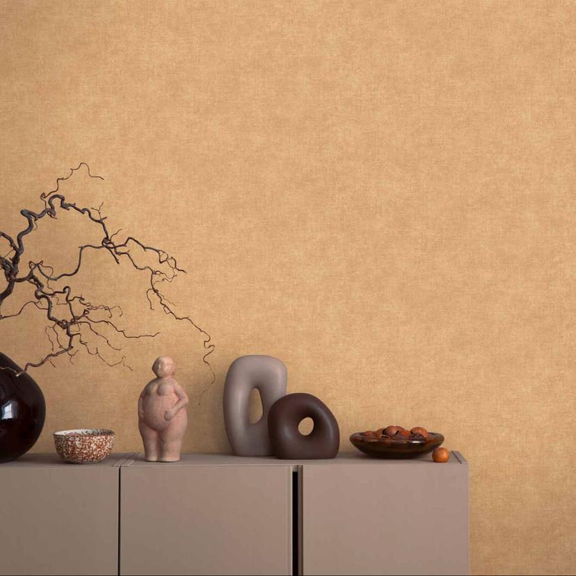 Papier peint moderne structuré Beige - papier peint intissé confortable