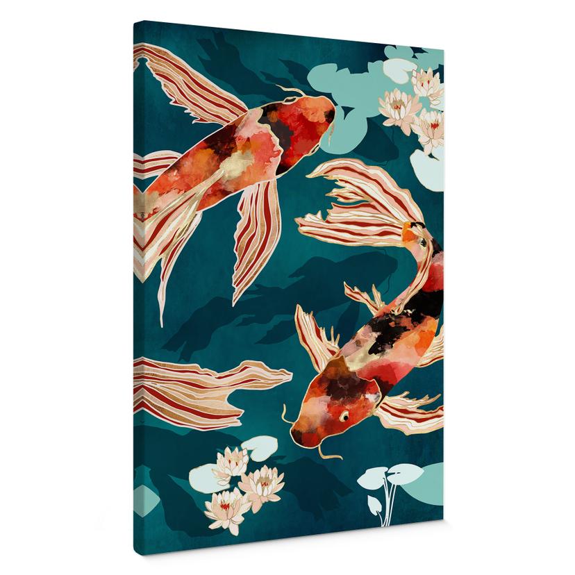 Canvas To koi i en dam - SpaceFrog Designs