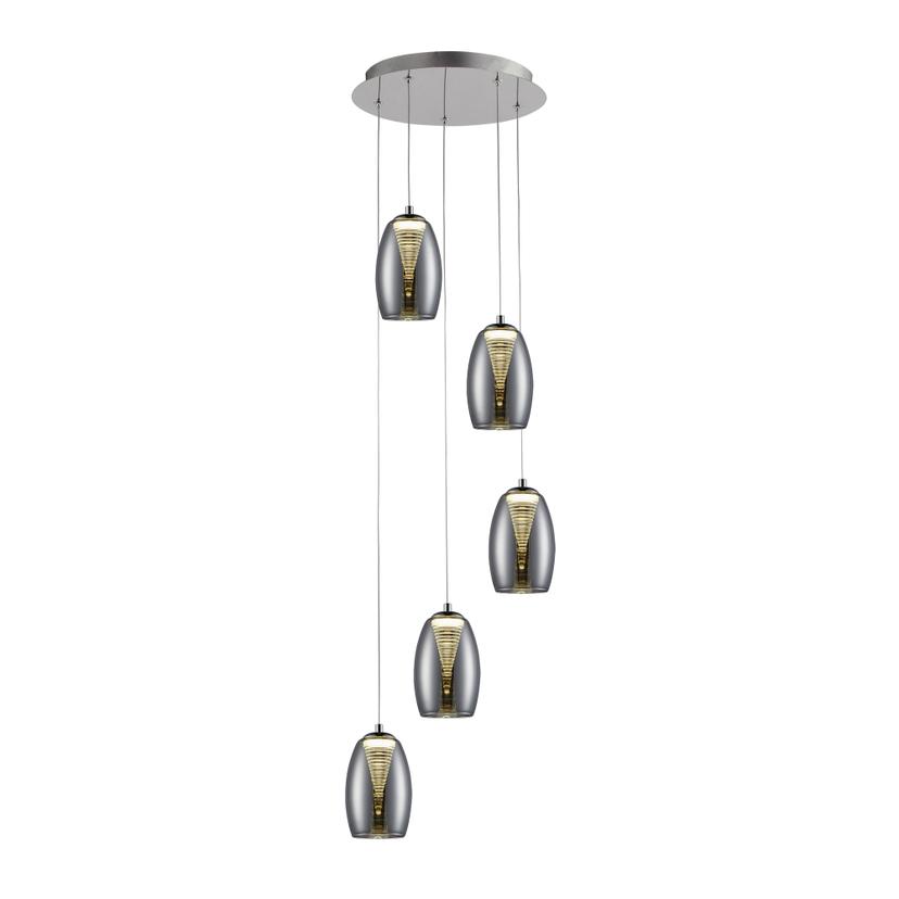 Pendelleuchte Linn, grau, 180 x 33 cm, Glas Pendellampe, dimmbar