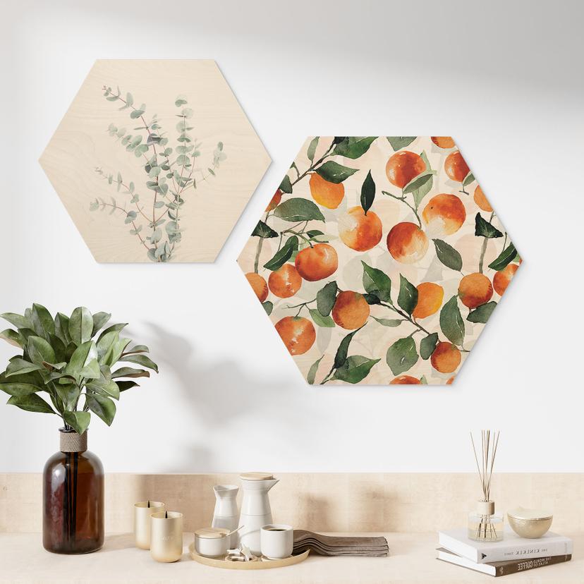 Esagono in legno Mandarini fruttati - UN Designs
