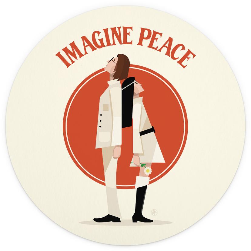 Fotomural Imagine Peace - Dos por la paz y la esperanza - Retrodrome - Redondo - Papel pintado autoa