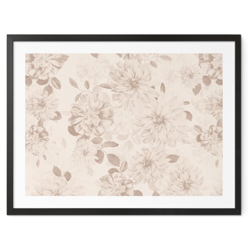 Flores Póster Dalias Shabby Chic Beige - Bloomery Decor
