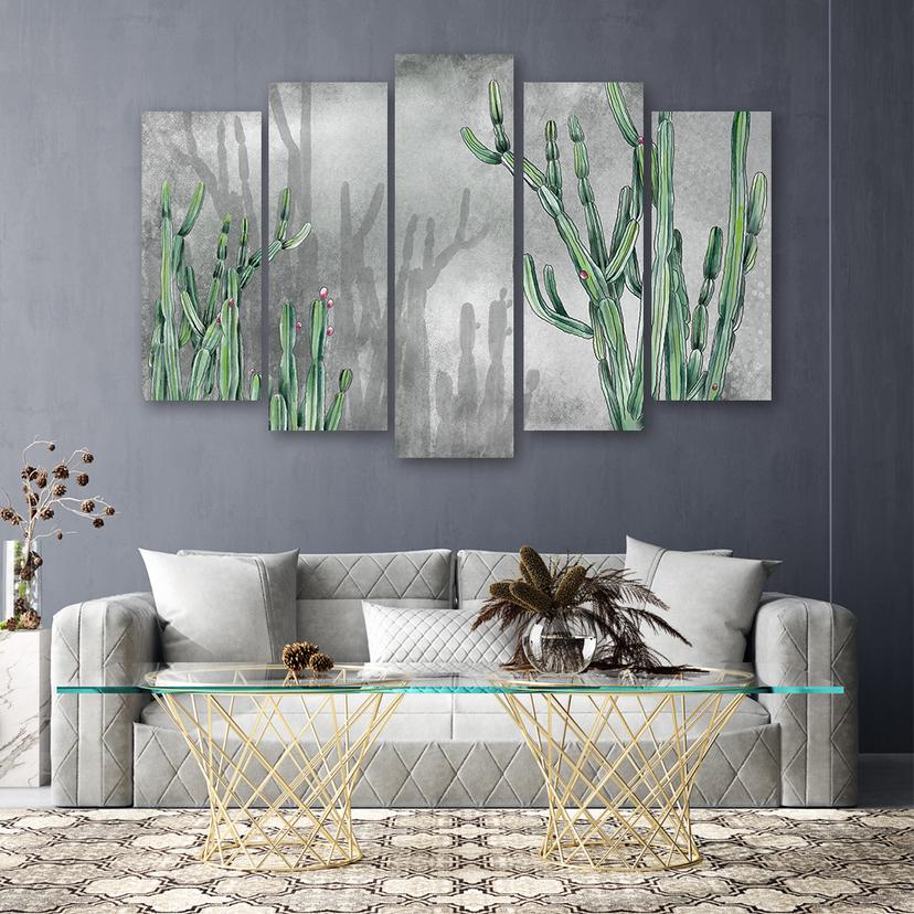 Stampa su tela 5 pezzi, grande cactus del deserto