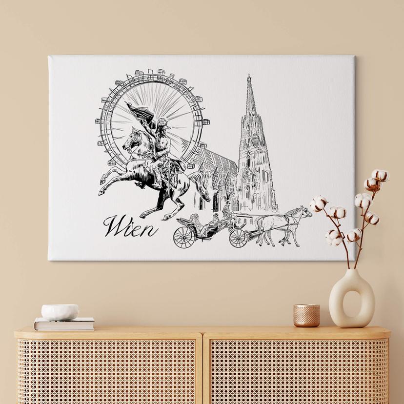 Lienzo Viena - Blanco y negro - Love your City