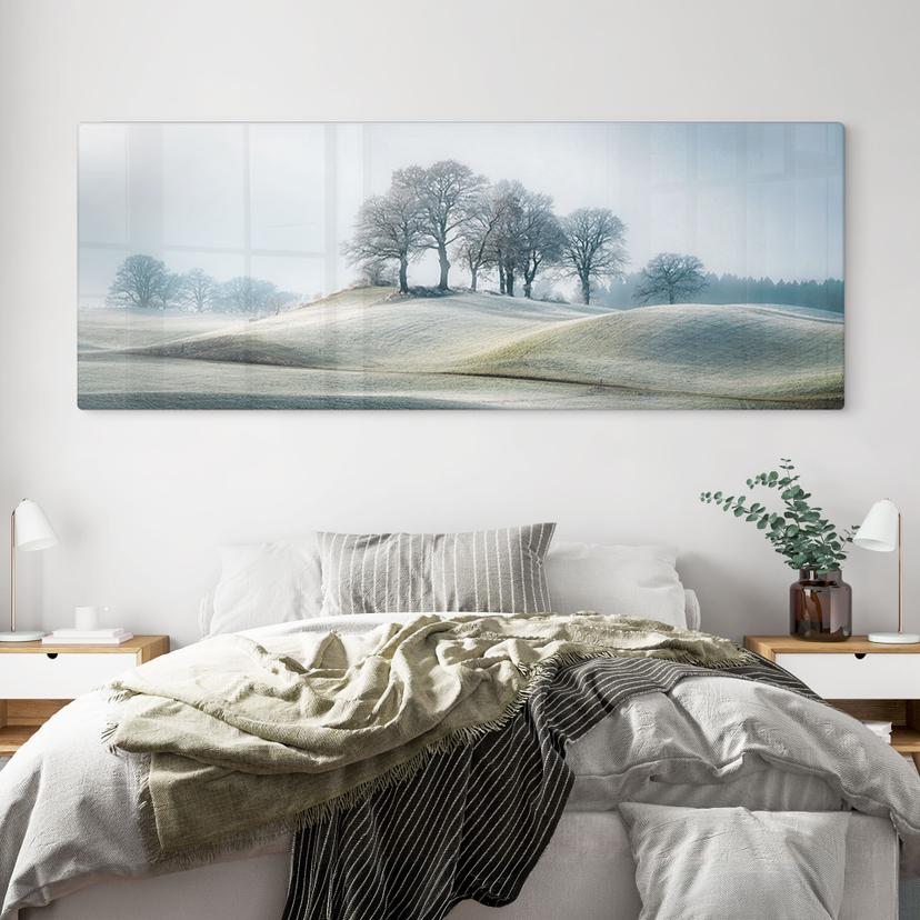 Quadro in vetro Paesaggio collinare ghiacciato - Eisenmann - Panorama