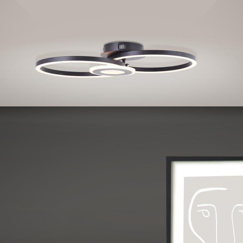 Deckenleuchte Chloe, schwarz, 52 x 30 cm, Metall LED-Deckenleuchte, dimmbar