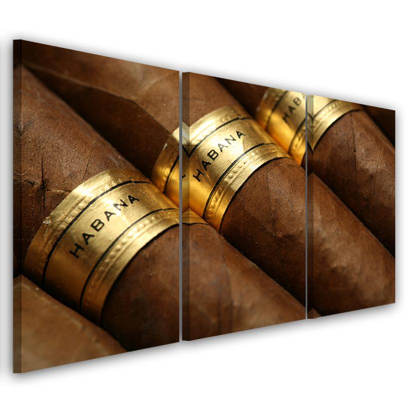 3 stykke lærredstryk, cubansk cigar