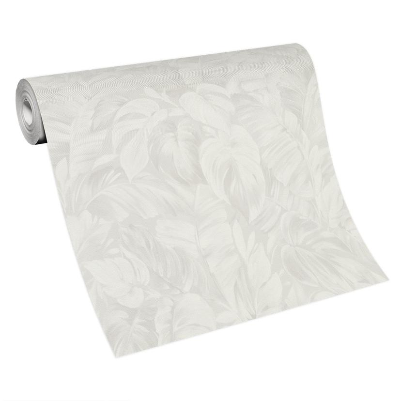 Non-woven tapet i djungel-look i vitt