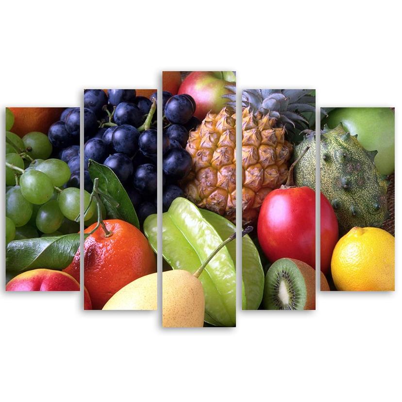 Stampa su tela 5 pezzi Frutta colorata
