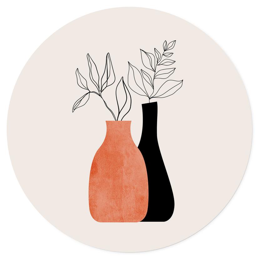 Adesivo murale Vasi in nero e arancio - Kubistika