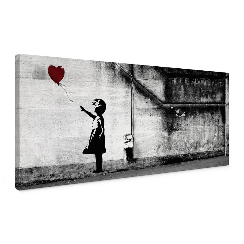 Canvasbillede Banksy - Pige med ballon - Panorama