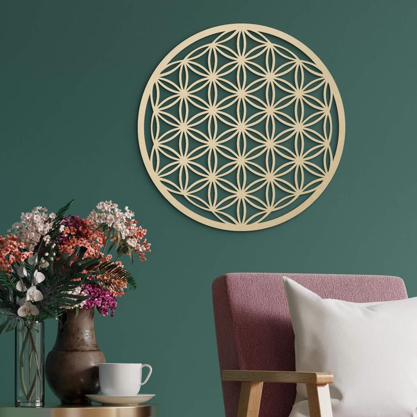 Decoración en madera de álamo - Flor de la vida