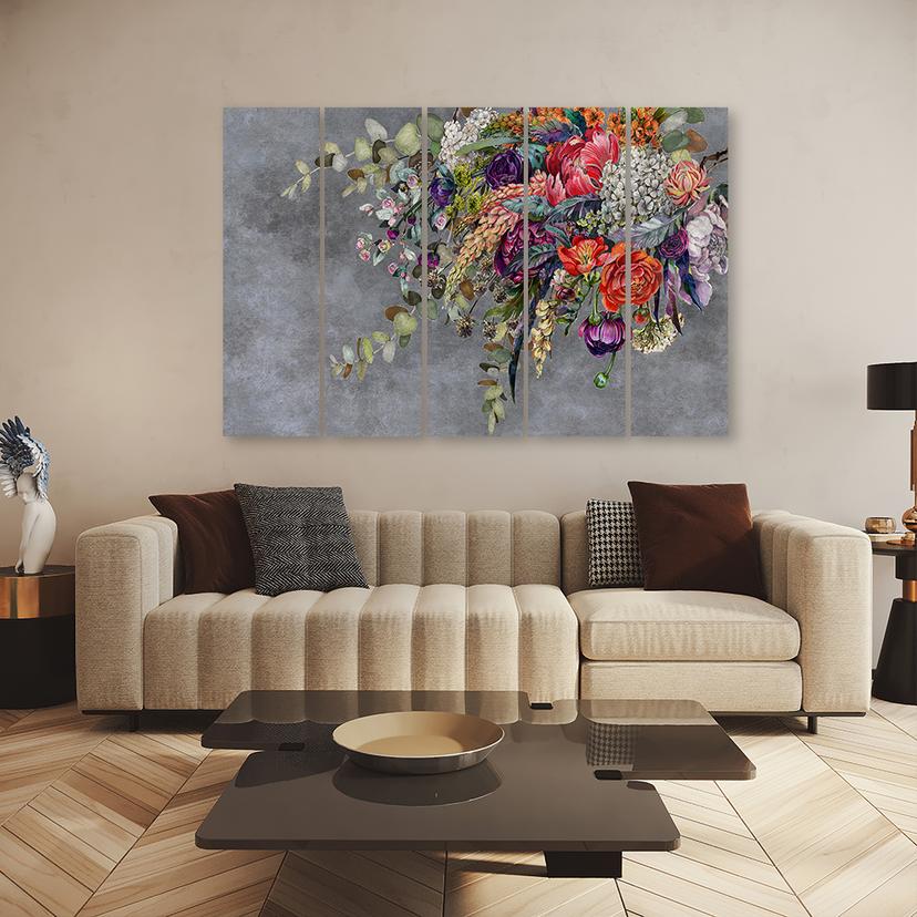 Stampa su tela 5 pezzi, mazzo di fiori