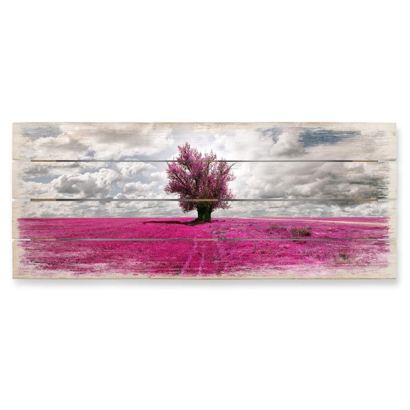 Cuadro de madera El árbol solitario - Panorama