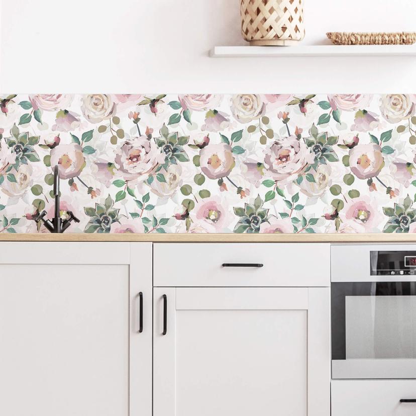 Køkkenbagvæg UN Designs - Blomster i kunstnerisk stil