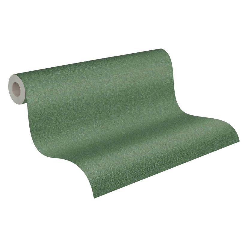 Strukturerad slät tapet i grönt - Högkvalitativ non-woven tapet med linneutseende