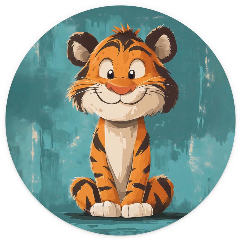 Glad tigerunge Fototapet | babyrum | plantskola - Magnusson - Rund - non-woven tapet/självhäftande n