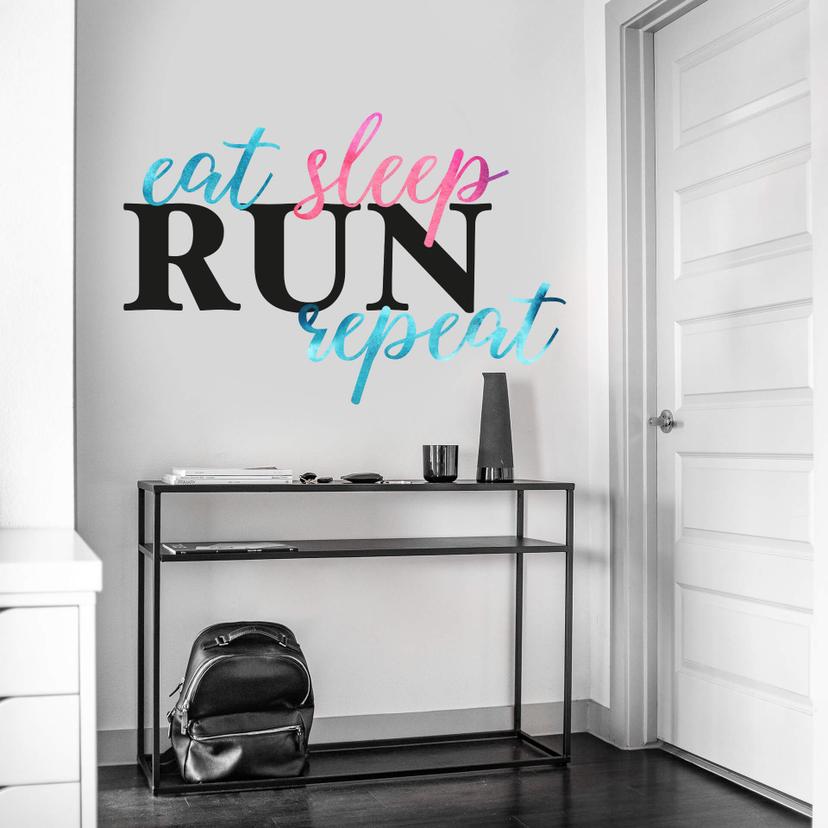 Adesivo murale - Eat Sleep Run Repeat - colorato