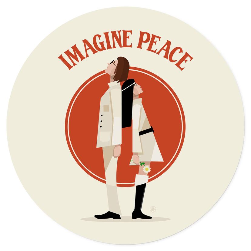Adesivo murale Imagine Peace - Due per la pace e la speranza - Retrodromo - Rotondo