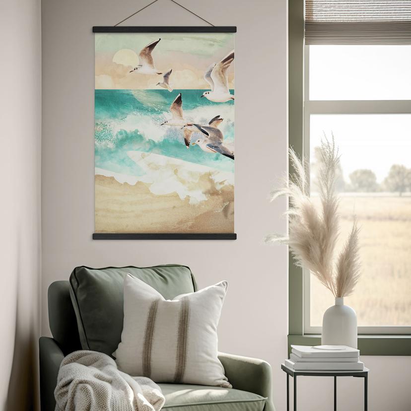 Poster tessile Gabbiani sulla spiaggia - SpaceFrog Designs