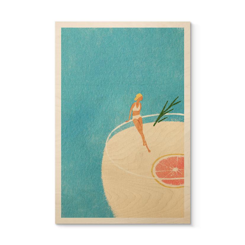 Houten Wanddecoratie Zomercocktail bij het zwembad - Rivers