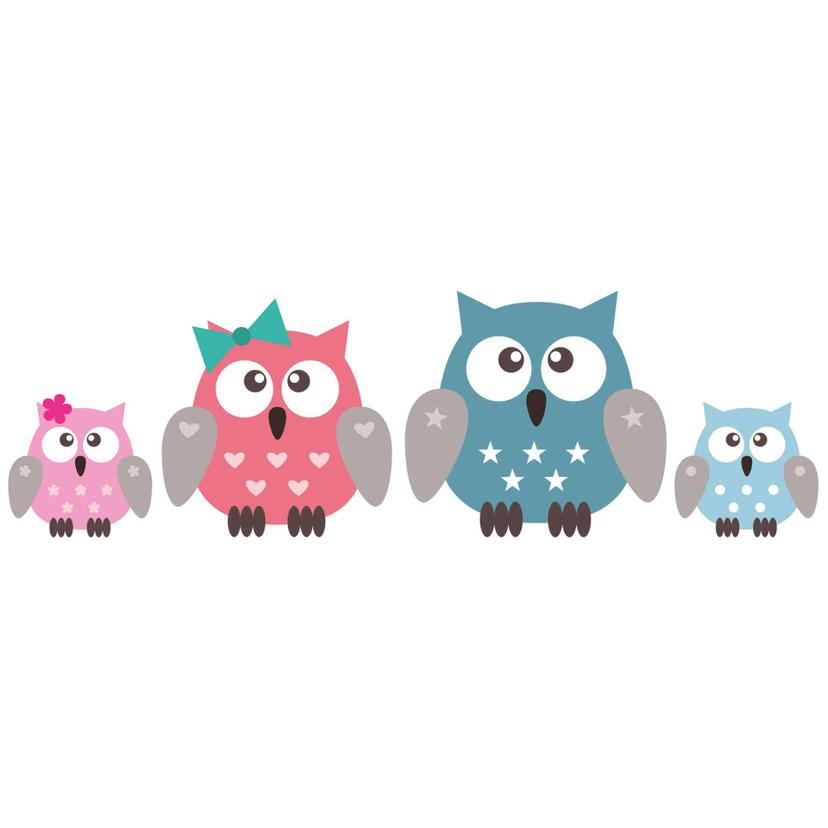 Wandtattoo Familie Eule