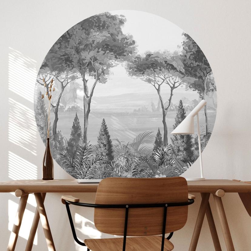 Idyllische plantenlandschap Muursticker - Ms Tiff - Rond