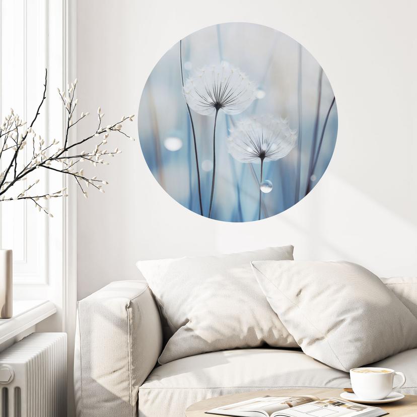 Wallsticker dugperler på mælkebøtter - Treechild - Rund
